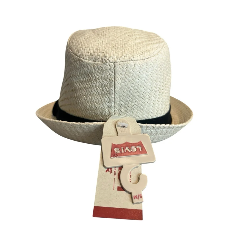 Levi's Fedora Hat Mens Small Medium Straw Twill Black Band